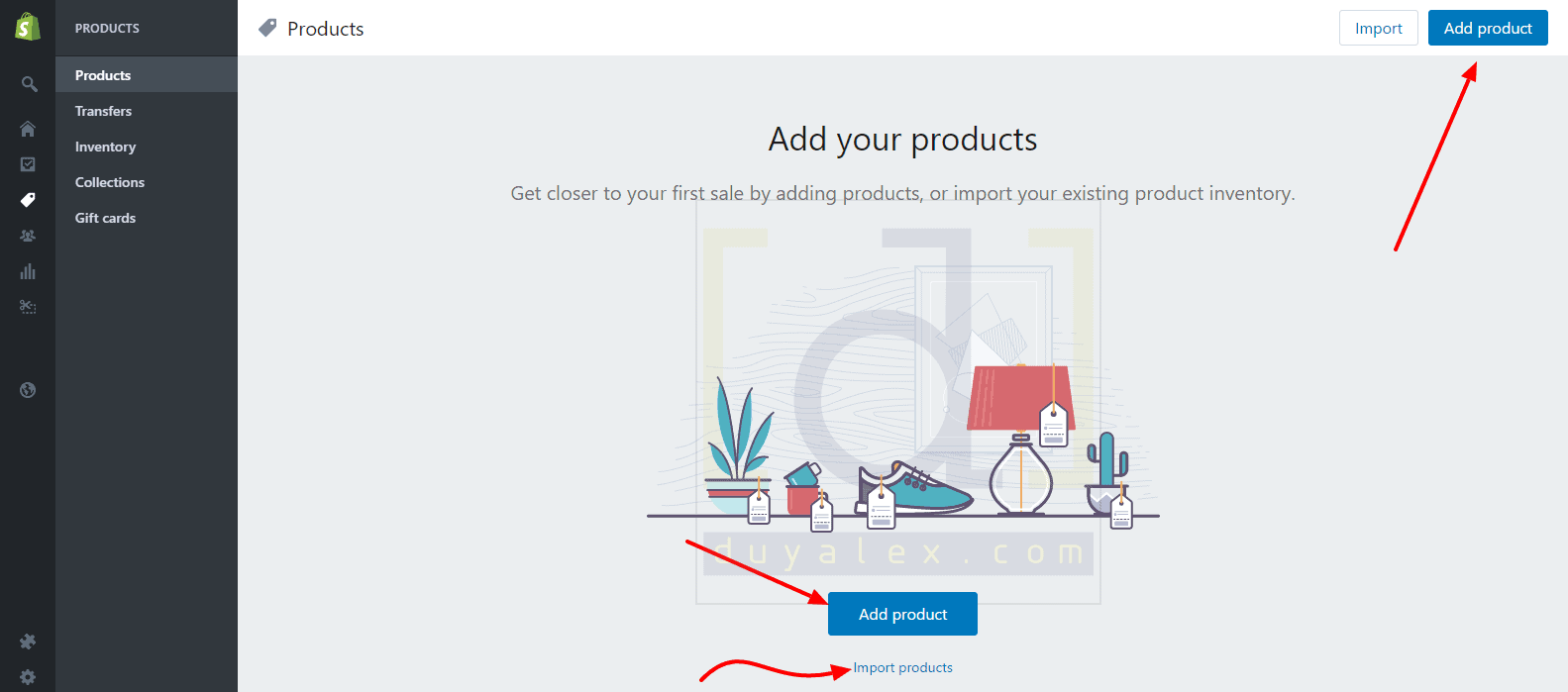 add products shopify