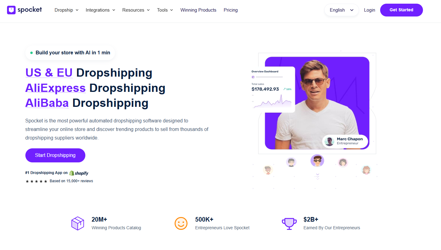 màn hình đăng ký Spocket