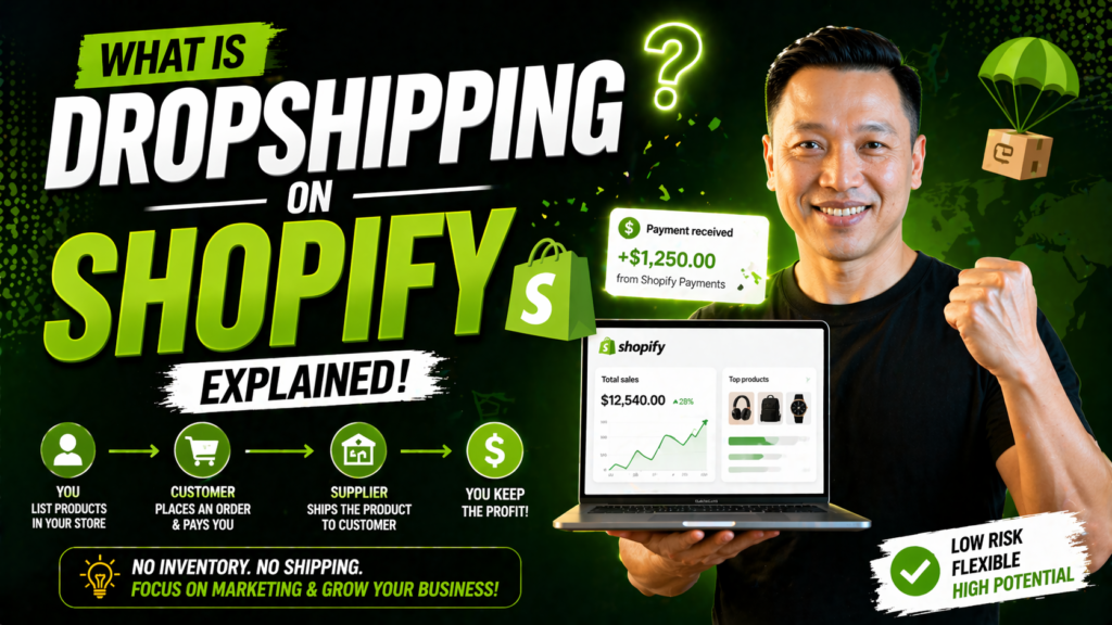 What is the concept of dropshipping on Shopify?