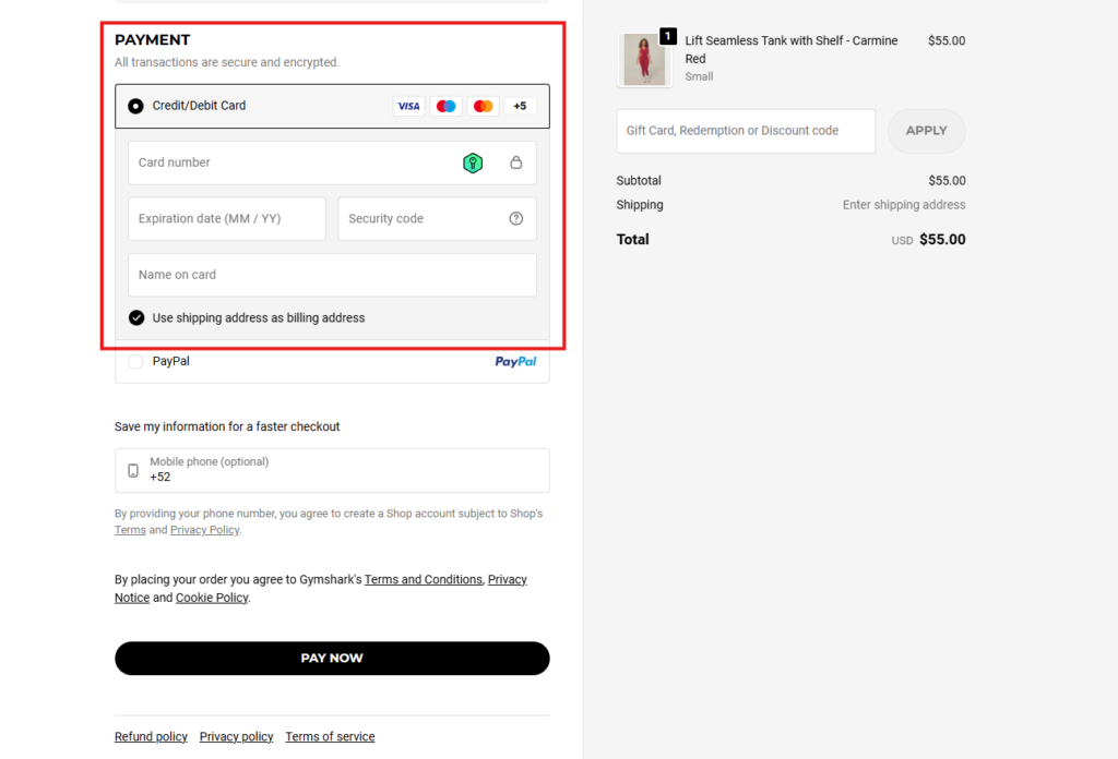 giao dien trang thanh toan shopify payment