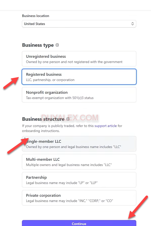Điền đầy đủ thông tin về doanh nghiệp của bạn để xác nhận với stripe.
