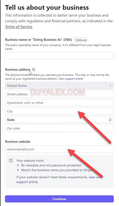 Giới thiệu về doanh nghiệp của bạn với stripe.