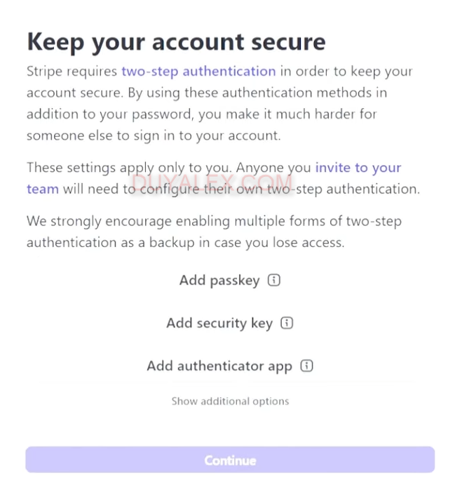 Bảo vệ 2 lớp cho tài khoản Stripe