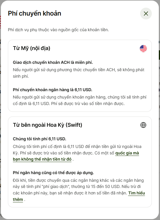 Chi phí chuyển khoản của Wise rất thấp và rõ ràng, minh bạch, không có chi phí ẩn.