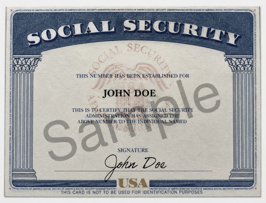 Mẫu ssn ví dụ của Mỹ